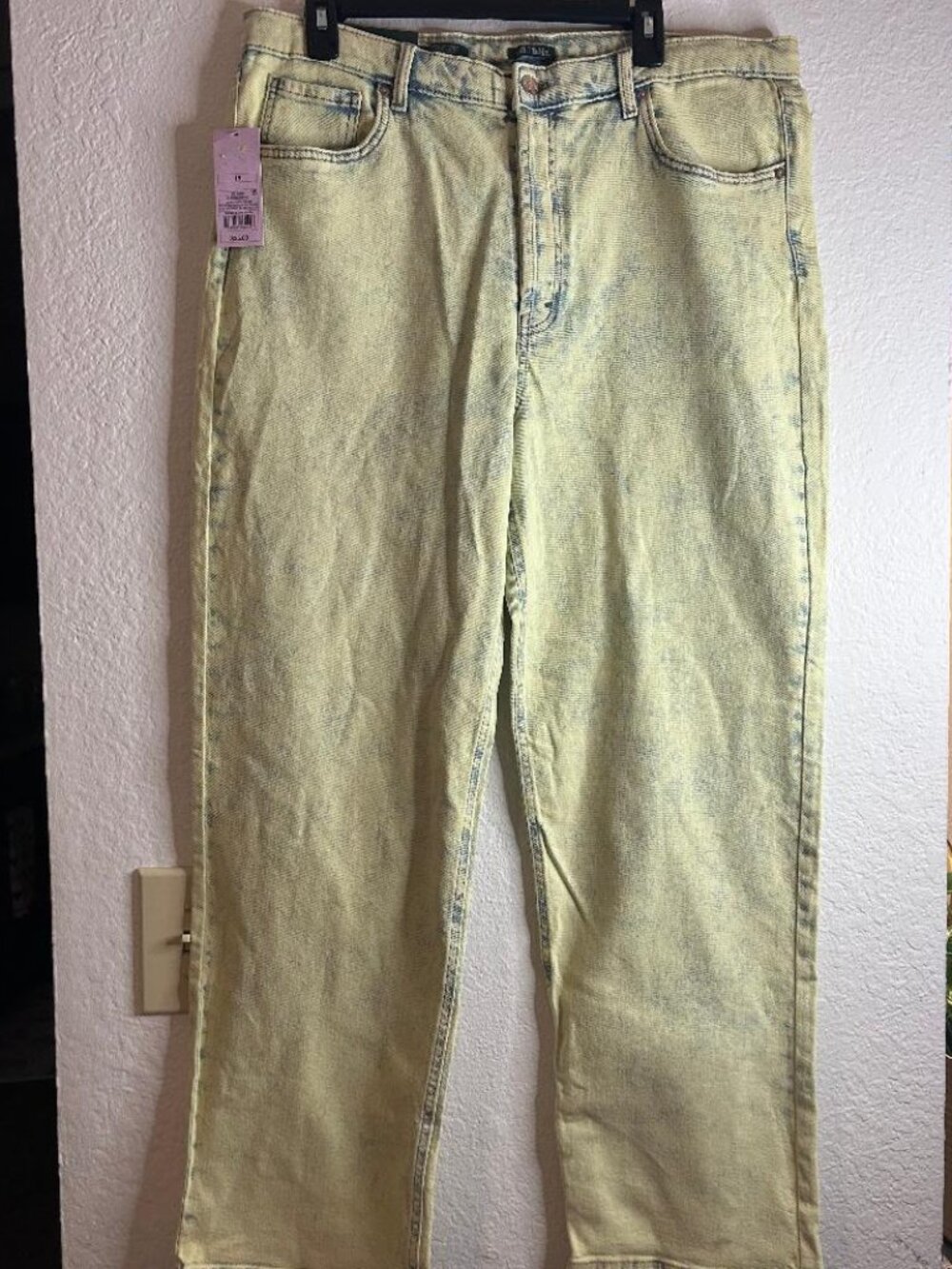 Wild Fable High Waist Yellow Acid Wash Straight Leg Jeans Size 18/34